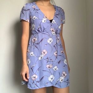 Blue Floral Wrap Dress